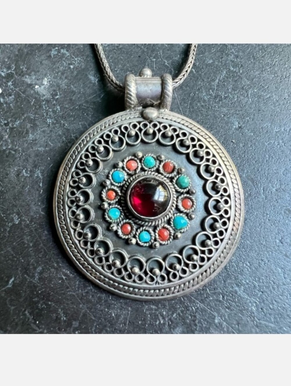 Vintage Tibetan Sterling Silver Pendant